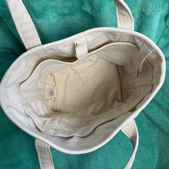 Lands End Durable Canvas Tote Bag Pure Cotton White 62830 - Picture 7 of 13